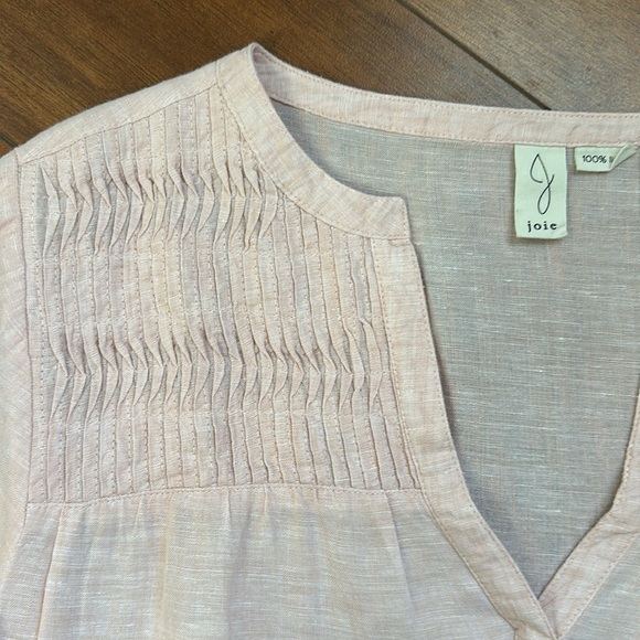 Joie Women’s 100% Linen Quarter Sleeve Pink Blouse Large - Picture 3 of 6